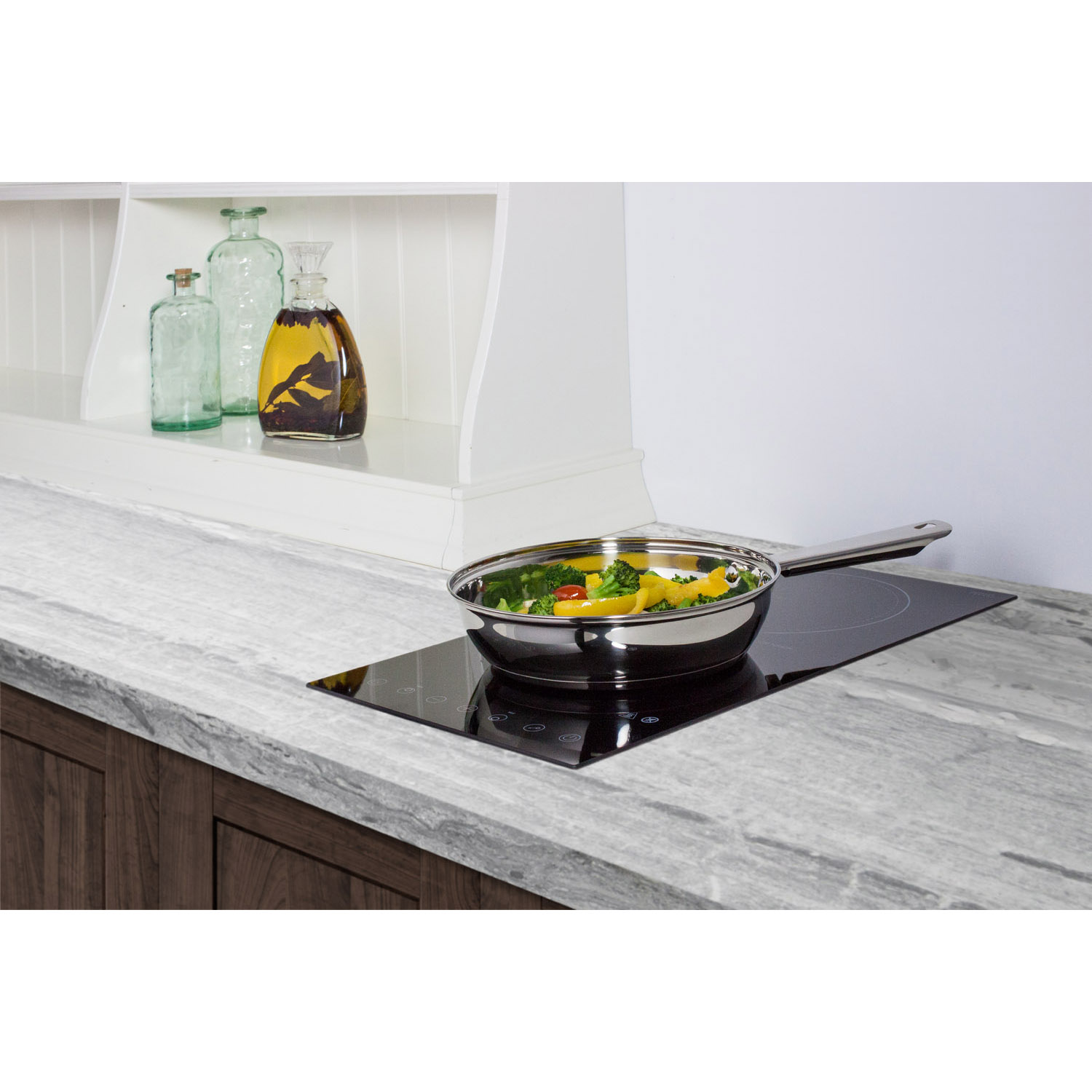 230V 2-burner cooktop in black ceramic Schott glass with digital touch controls, 3000W